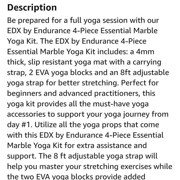 NWT EDX 4 Piece Marble Yoga Kit - Picture 6 of 10